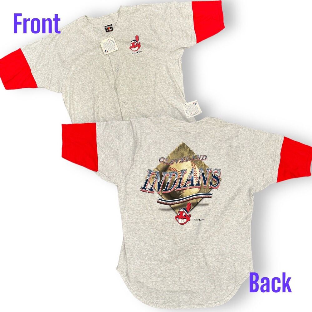 VTG 1996 NWT Cleveland Indians Button T-Shirt Jersey; Men’s Sz XL; Signal Sport